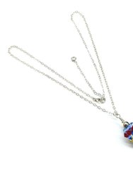 Sterling Silver Autism Awareness Crystal Barrel Necklace - Silver Multi