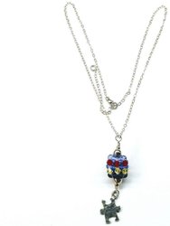 Sterling Silver Autism Awareness Crystal Barrel Necklace