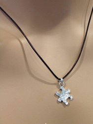 Sterling Silver Autism Awareness Puzzle Piece Leather Necklace