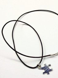 Sterling Silver Autism Awareness Puzzle Piece Leather Necklace