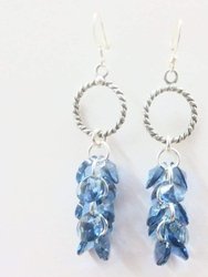 Sterling Silver Denim Blue Crystal Cluster Earrings - Silver Multi