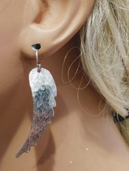 Sterling Silver Hammer Pattern Sculpted Angel Wing Earrings