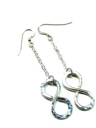 Sterling Silver Hammer Patterned Infinity Earrings - Silver