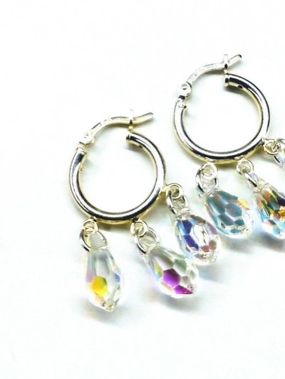 Alexa Martha Designs Sterling Silver Hoop Sparkly Crystal Drop Dangle Earrings product