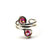 Sterling Silver Red Pink Crystal Adjustable Wire Wrap Finger Toe Ring - Silver Multi