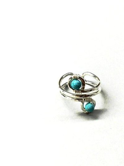 Alexa Martha Designs Sterling Silver Turquoise Adjustable Wire Wrap Finger Toe Ring product
