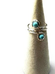 Sterling Silver Turquoise Adjustable Wire Wrap Finger Toe Ring