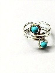 Sterling Silver Turquoise Adjustable Wire Wrap Finger Toe Ring