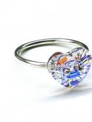 Super Sparkly Sterling Silver Swarovski Crystal Heart Bling Ring - Silver