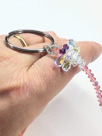 Alexa Martha Designs Swarovski Crystal Rose Peach Dragonfly Key Chain Charm product