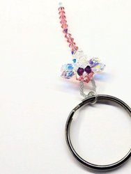 Swarovski Crystal Rose Peach Dragonfly Key Chain Charm