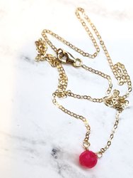 Tiny Hot Pink Chalcedony Gold Filled Necklace
