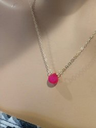 Tiny Hot Pink Chalcedony Gold Filled Necklace