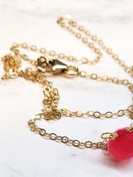 Tiny Hot Pink Chalcedony Gold Filled Necklace