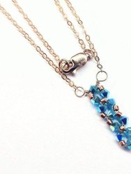 Tiny Super Sparkly Vertical Crystal Bar Necklace - Turquoise