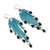 Turquoise Tassel Chain Black Crystal Earrings