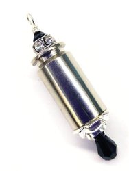 Vintage Style Pink Crystal Drop Silver Bullet Necklace - Black