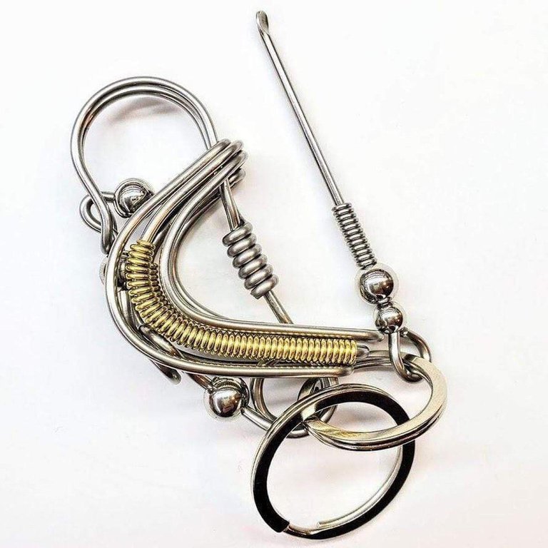 Wire Coiled Birdie Keychain For Him - Silver