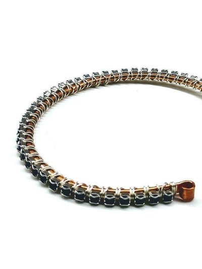 Alexa Martha Designs Wire Wrapped Copper Silver Black Crystal Rhinestone Bangle product