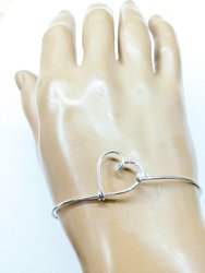 Wire Wrapped Heart Bangle in Sterling Silver