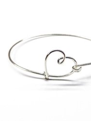 Wire Wrapped Heart Bangle in Sterling Silver - Sterling Silver