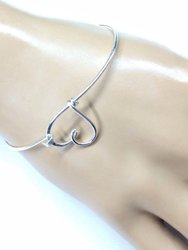 Wire Wrapped Heart Bangle in Sterling Silver