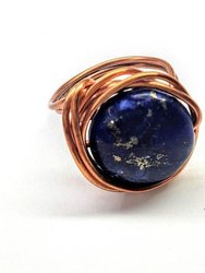 Wire Wrapped Lapis Lazuli Copper Ring