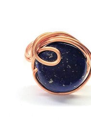 Wire Wrapped Lapis Lazuli Copper Ring