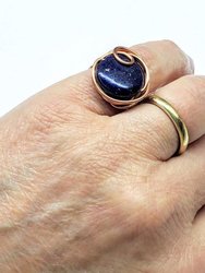 Wire Wrapped Lapis Lazuli Copper Ring