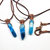 Wire Wrapped Pointed Turquoise Agate Leather Necklace for Him and Her