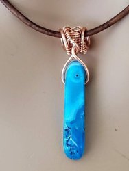 Wire Wrapped Pointed Turquoise Agate Leather Necklace for Him and Her