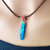 Wire Wrapped Pointed Turquoise Agate Leather Necklace for Him and Her