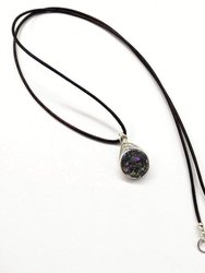 Wire Wrapped Rainbow Druzy Necklace - Black