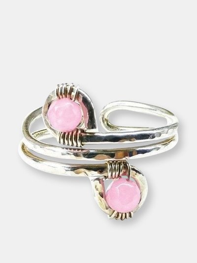 Alexa Martha Designs Wire wrapped Sterling Silver Pink Jade Adjustable Finger Toe Ring product