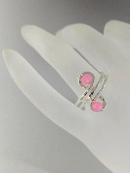 Wire wrapped Sterling Silver Pink Jade Adjustable Finger Toe Ring