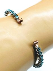 Wire Wrapped Turquoise Crystal Rhinestone Bangle