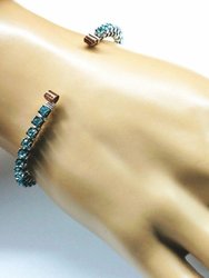 Wire Wrapped Turquoise Crystal Rhinestone Bangle