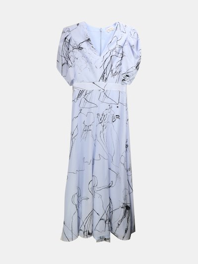 Alexander Mcqueen Alexander Mcqueen Women's Blue Floral Silk Ruffle Sleeve Dress product