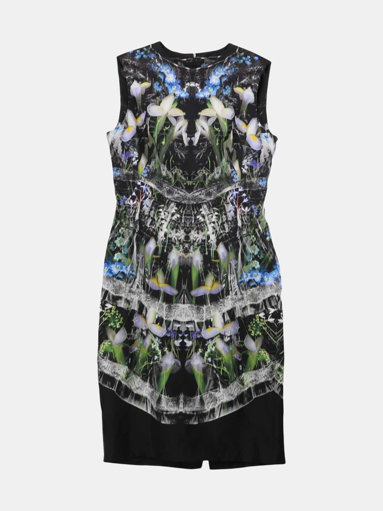 Alexander Mcqueen Women's Flowers / Black Garden Flower Sleeveless Midi Dress - Flowers / Black