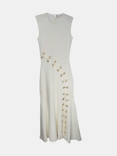 Alexander Mcqueen Alexander Mcqueen Women's Ivory / Gold Eyelet Knitted Midi Dress product