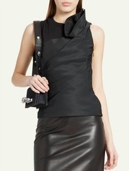 Fitted Tank With Corsage Detail - Black