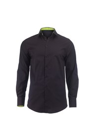 Alexandra Mens Roll Sleeve Hospitality Work Shirt (Black/ Lime) - Black/ Lime