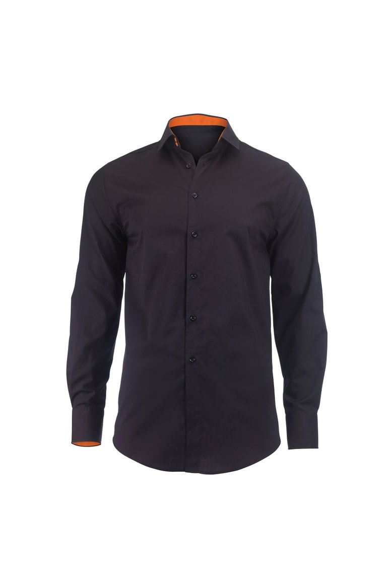 Alexandra Mens Roll Sleeve Hospitality Work Shirt (Black/ Orange) - Black/ Orange