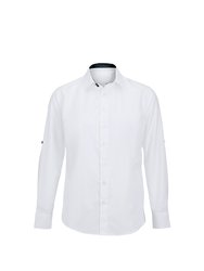 Alexandra Mens Roll Sleeve Hospitality Work Shirt (White/ Black) - White/ Black