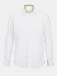 Alexandra Mens Roll Sleeve Hospitality Work Shirt (White/ Lime) - White/ Lime