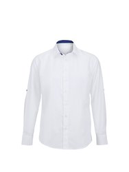 Alexandra Mens Roll Sleeve Hospitality Work Shirt (White/ Royal) - White/ Royal