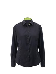 Alexandra Womens/Ladies Roll Sleeve Hospitality Work Shirt (Black/ Lime) - Black/ Lime