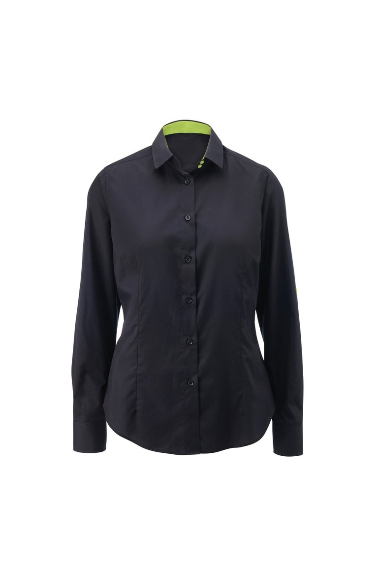 Alexandra Womens/Ladies Roll Sleeve Hospitality Work Shirt (Black/ Lime) - Black/ Lime