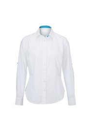 Alexandra Womens/Ladies Roll Sleeve Hospitality Work Shirt (White/ Peacock) - White/ Peacock
