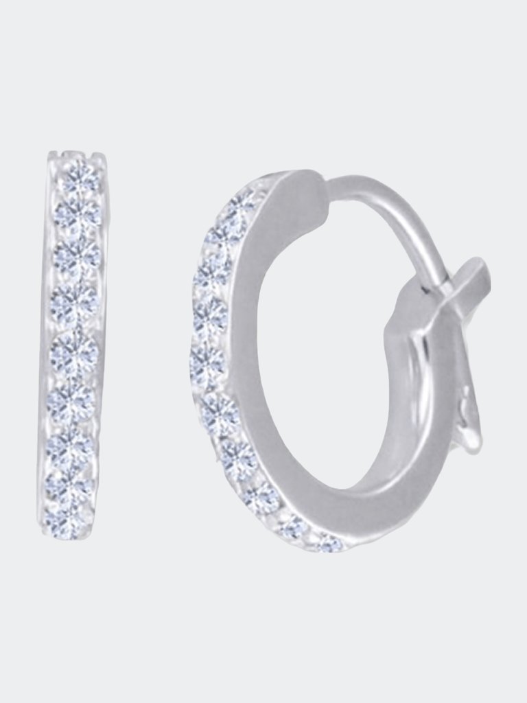 Diamond Earring Huggies - 14k White Gold